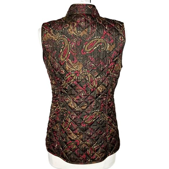 J. jill Heritage Quilted 2-Way Zip Front Vest Brown & Red Paisley Print - Picture 3 of 9